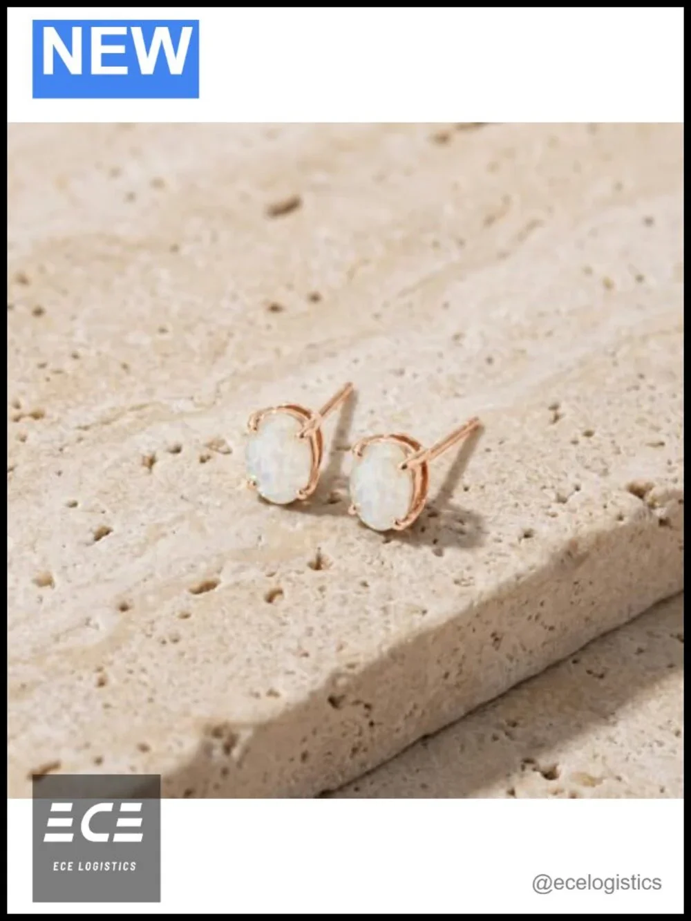 14K Rose Gold Natural Opal Stud Earrings Fine Jewelry
